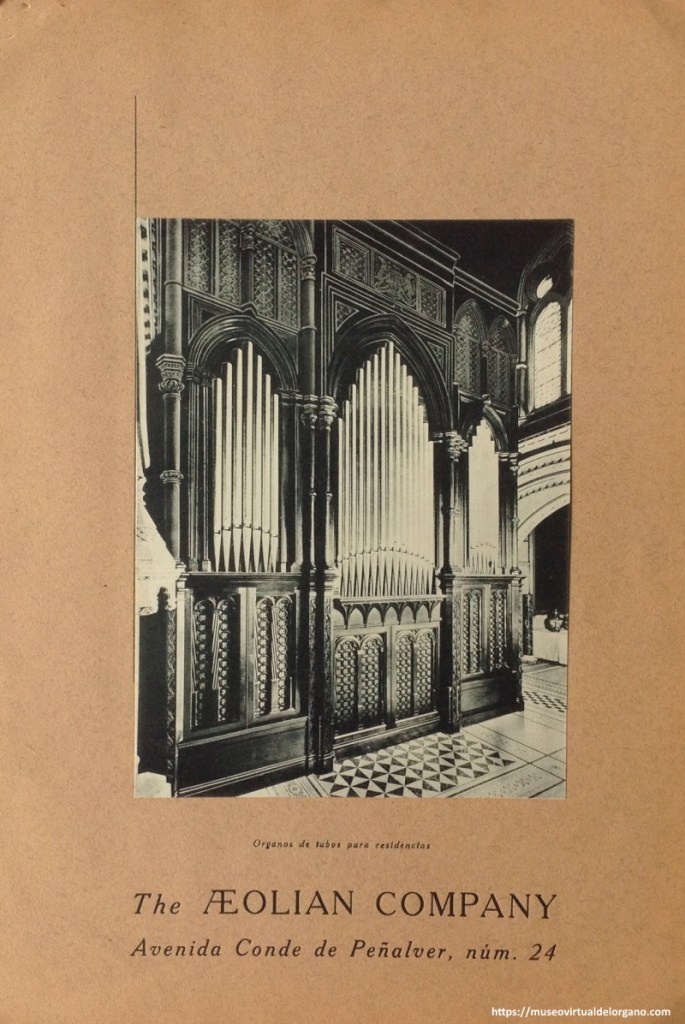 Órgano publicidad The Aeolian Company Avenida Conde de Peñalver, 24, Madrid, c.a, 1930