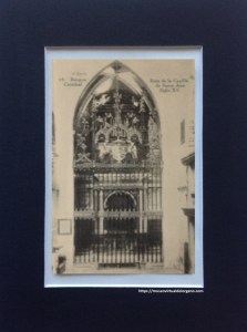 Fachada trasera del Órgano del Evangelio (Betolaza 1806) desde la Capilla de Santa Ana. Catedral de Burgos. Fototipia Hauser y Menet, Madrid, c.a. 1910