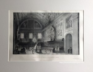 Órgano. Coro del templo del Monasterio de San Lorenzo. F. Brambilla lo pintó. - J. de Madrazo lo dirigió. - F. Blanchard lo litº. Real Establecimiento Litográfico, Madrid. Ed.: Colección de Vistas de los Reales Sitios; San Lorenzo de El Escorial, 1832