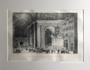 Órgano. Interior del templo del Monasterio de San Lorenzo. F. Brambilla lo pintó. - J. de Madrazo lo dirigió. - F. Blanchard lo litº. Real Establecimiento Litográfico, Madrid. Ed.: Colección de Vistas de los Reales Sitios; San Lorenzo de El Escorial, 1832