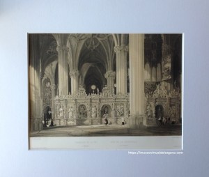 Litografía Órgano y trascoro de La Seo de Zaragoza. Pérez Villaamil, 1844.