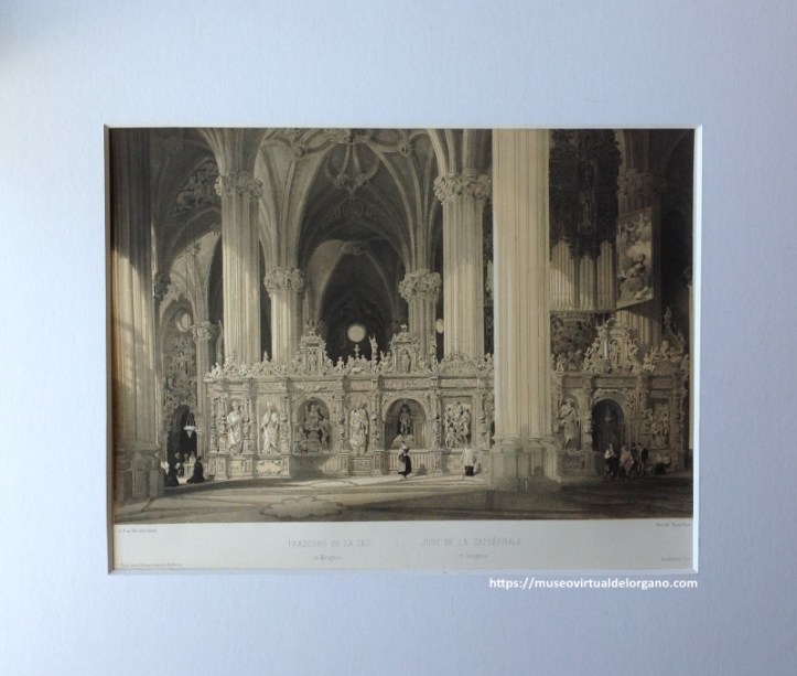 Litografía Órgano y trascoro de La Seo de Zaragoza. Pérez Villaamil, 1844.