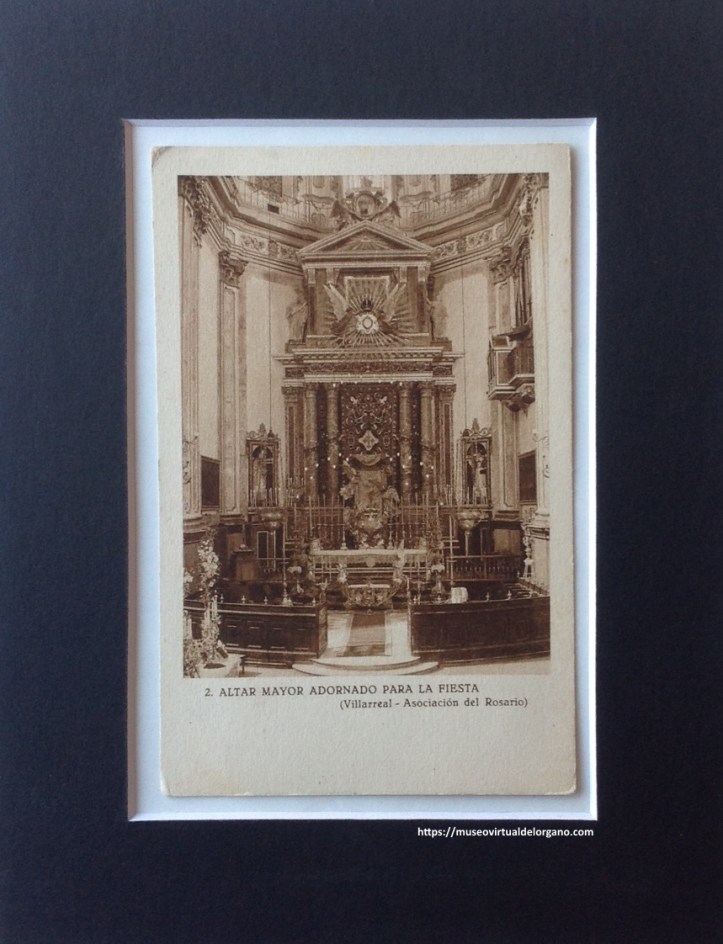 Órgano de la Iglesia arciprestal de San Jaime, Villarreal. Castellón.Huecograbado Mumbrú, Barcelona. Cliché Licer, ca. 1930