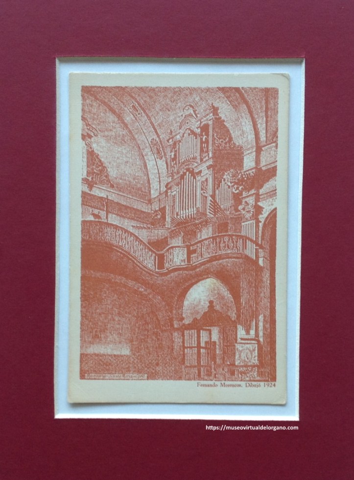 Órgano iglesia de Santa María de Requena. Fernando Morencos dibujó 1924