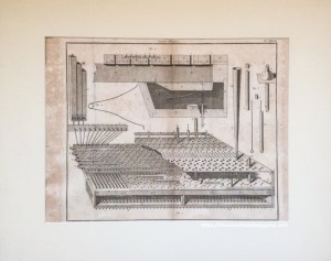Grabado L’Art du Facteur d’Orgue. Plancha (secreto de un órgano), 1766