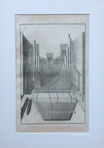 Grabado L’Art du Facteur d’Orgue. Plancha LI(Vue de l'intérieur d'un Positif) , 1766