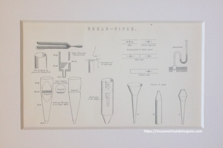 Lámina litografiada (plate 3). Tubos de Órgano. The National Encyclopedia. A Dictionary of Universal Knowledge by writers of eminence in Literature, Science and Art., publicado en Londres por William Mackenzie, 1880