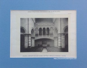 Órgano de la Iglesia del Sagrado Corazón. Jesuitas de Caspe. Barcelona. Heliotipia. En Arquitectura Moderna de Barcelona. Lam. XIX. Pareja y Cía. Editores, Barcelona, 1897