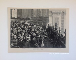 El coro de la iglesia de San Francisco el Grande, durante la ceremonía religiosa el 12 del actúal.(Dibujo del natural , por J. Comba). La Ilustración Española y Americana, 15 de diciembre de 1885