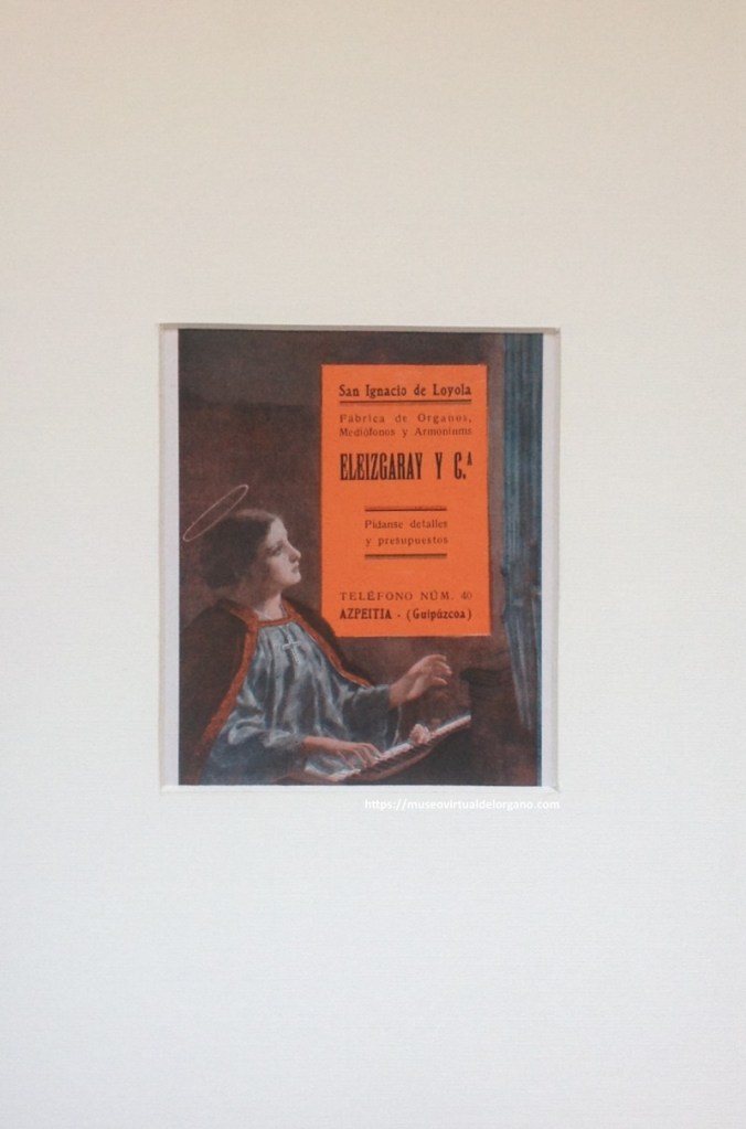 Publicidad de la fábrica de órganos San Ignacio de Loyola. Eleizgarayy Cía, Azpeitia. Guipúzcoa. Revista Mercurio, 1930