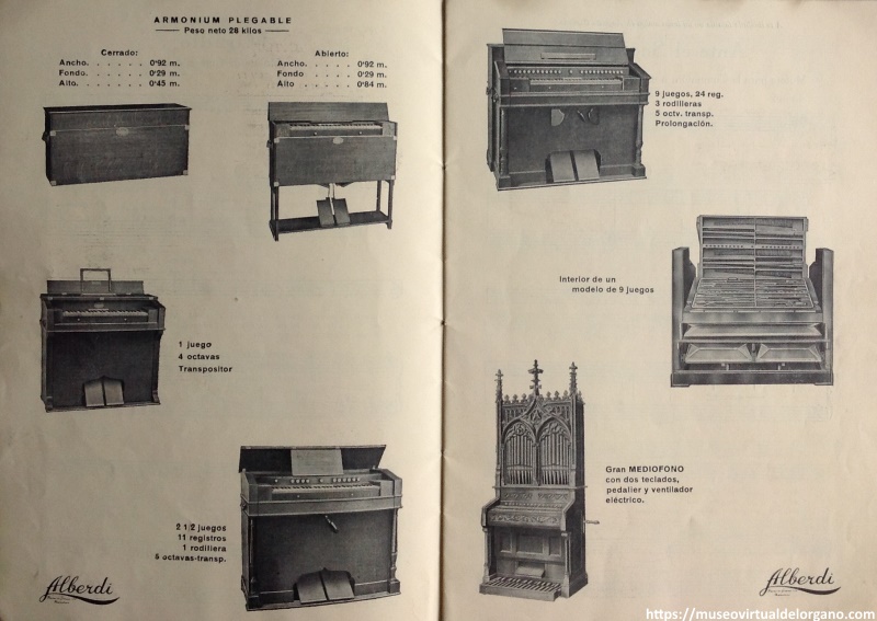 Armoniums Alberdi (detalle). Catálogo Alberdi: órganos, armoniums, pianos. Paseo de Gracia, 126. Barcelona, ca. 1930