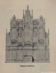 Órgano eléctrico (detalle). Catálogo Alberdi: órganos, armoniums, pianos. Paseo de Gracia, 126. Barcelona, ca. 1930
