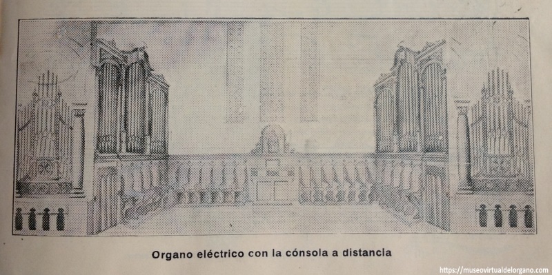 Órgano eléctrico con consola a distancia (detalle). Catálogo Alberdi: órganos, armoniums, pianos. Paseo de Gracia, 126. Barcelona, ca. 1930