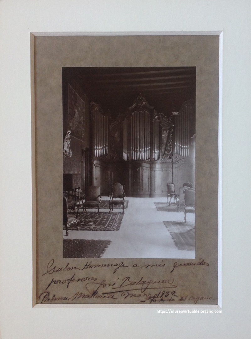 Salón homenaje a mis queridos profesores, fachada del órgano, Casal Balaguer, José Balaguer, Palma de Mallorca, 1932