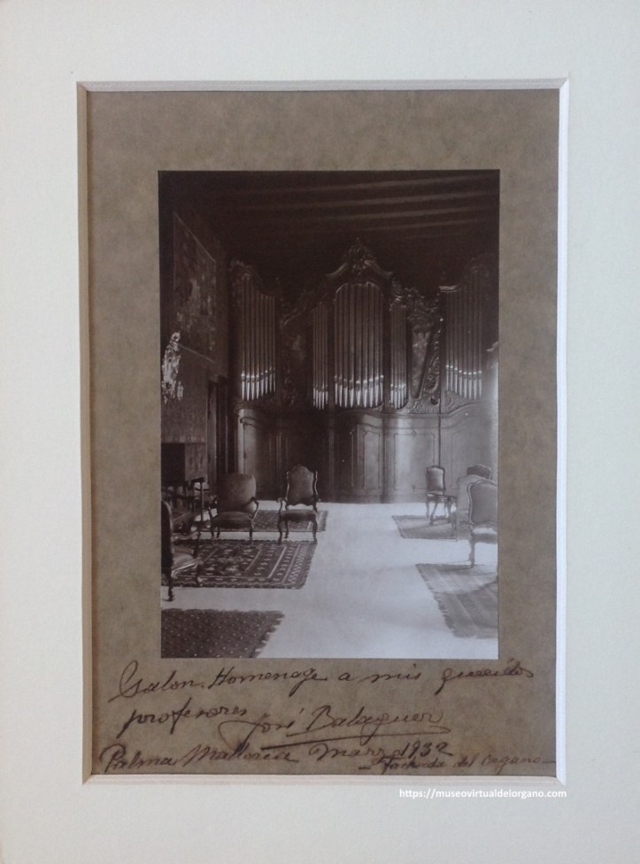 Salón. Homenaje a mis queridos profesores, fachada del órgano, Casal Balaguer, José Balaguer, Palma de Mallorca, 1932