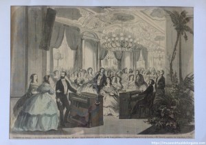 Exposition de Londres. Grand concert donné chez Lady Osborn, duo de deux orgues Alexandre père et fils, par M. Engel, professeur d’orgues au Conservatoire de Londres, et M. Durand, organiste de Saint-Roch, à Paris, [dibujo] Coste, 1862
