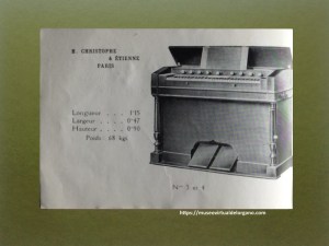 Modelos 3 y 4. Catálogo de Harmoniums H. Christophe & Étienne, A. Chaperon, Succ., París, ca. 1889