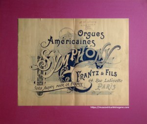 Catálogo Orgues Américaines Symphony, Frantz & Fils, París, 1889