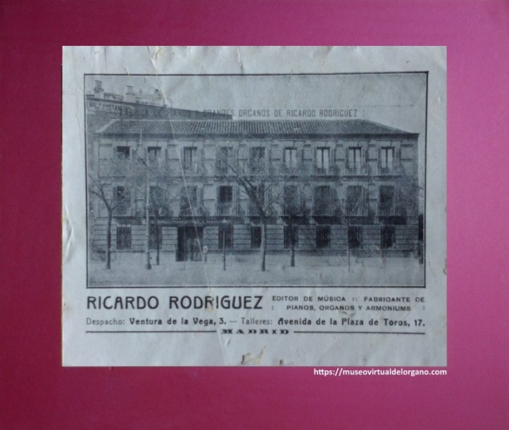 Catálogo de armoniums de Ricardo Rodríguez, Madrid, ca. 1920