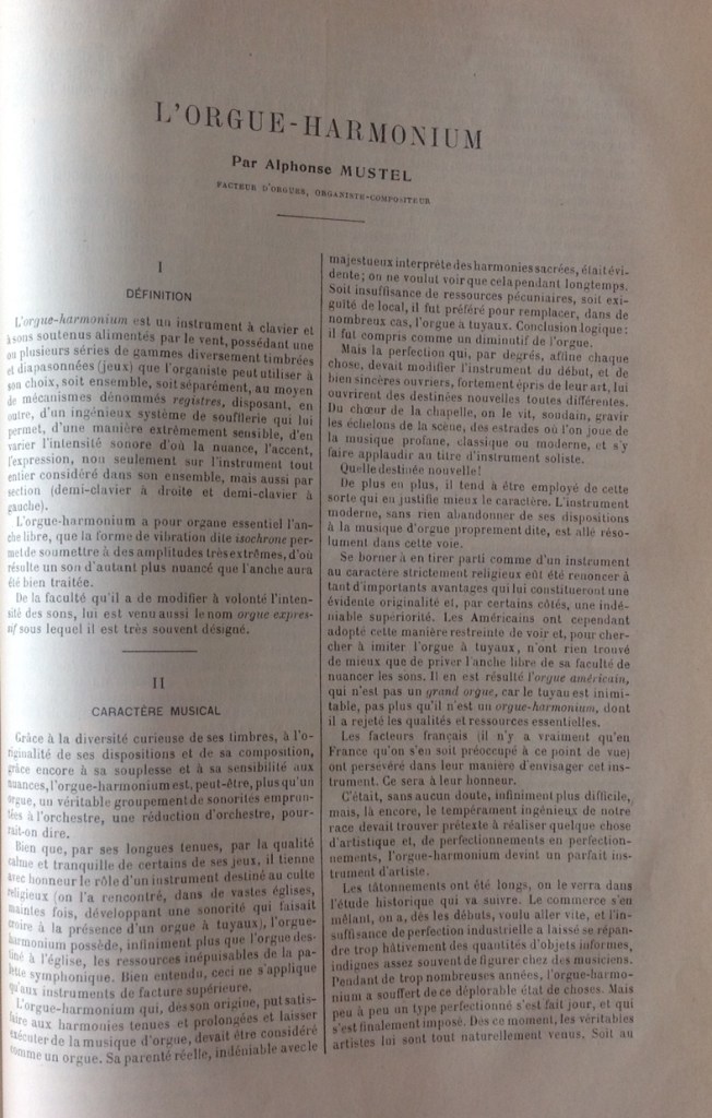 L´orgue-harmonium por Alphonse Mustel, (detalle). En: Encyclopédie de la musique et dictionnaire du Conservatoire . Voix--instruments à réservoir d'air, Albert Lavignac, Paris, C. Delagrave , 1926