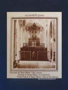 Órgano Parroquia de Santa María. Vista interior. Alcaudete (Jaén), (Detalle), Patronato Nacional de Turismo de España, Gráficas Villarroca S.A., Madrid, ca. 1930