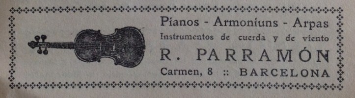 R. Parramón, distribuidor de pianos , armoniums y arpas. Antonino Tenas, Dir., Anuario eclesiástico, Eugenio Subirana, Barcelona, 1925