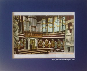 Escenario y Órgano del Orfeón Catalán. Editor Jaime Viñas, Barcelona. Louis Glaser Leipzig. Unión Postal Universal, ca. 1910