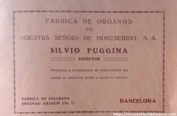 Fábrica de órganos de Nuestra Señora de Montserrat, S.A., Revista Parroquial de Música Sagrada, n.º 48, 1931