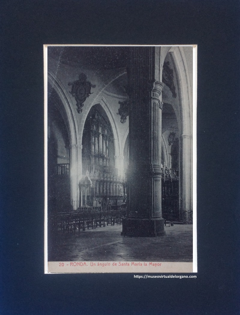 Fotografía Órgano de la Colegiata de Santa María la Mayor de Ronda, Fototipia Thomas, Edición Bazar "La Alianza", ca. 1920