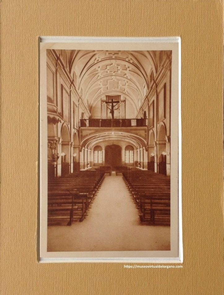 Nave y Órgano Jean Baptiste Ghys, iglesia del Convento de Santa Ana, PP. Carmelitas Descalzos, Pamplona. Navarra. Foto Roldán, Arte - Bilbao, ca. 1920