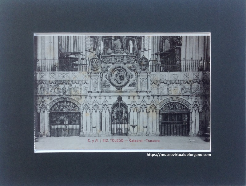 Órgano del Evangelio, de Verdalonga y Órgano Liborna Echevarría. Trascoro de la Catedral de Toledo. Fototipia Castañeira y Alvarez, Madrid, ca. 1910