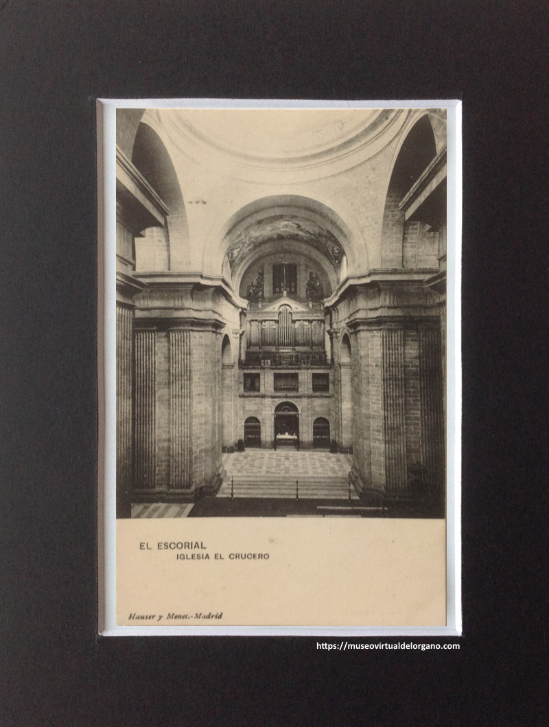 Órgano del crucero, lado izquierdo, Basílica del Monasterio de San Lorenzo de El Escorial, Fototipia Hauser y Menet, Madrid, ca. 1910