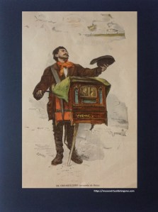 El Organillero. Acuarela de Stein. Grabado por R. Bong. La Iustración Ibérica, año XII, núm. 600, página 9, 30/6/1894
