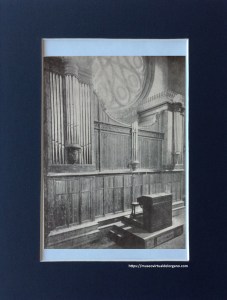 Órgano Gaietà Estadella, Santuario del Inmaculado Corazón de María, Barcelona [detalle]. La Hormiga de oro. Ilustración católica, vol. XXXIII, n. 25, 1916, p. 391.