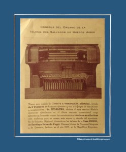Consola del Gran Órgano litúrgico y de concierto de la iglesia del Salvador de Buenos Aires, instalado por la Casa POGGI de Santiago Eduardo Poggi, de Buenos Aires, ca. 1950