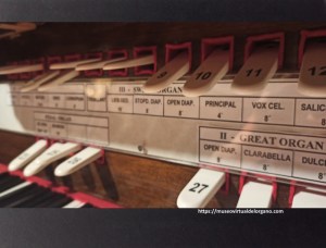 Registros del órgano Bishop & Sons , Catedral Anglicana de San Juan Bautista, Ciudad Autónoma de Buenos Aires. Argentina. Fotografía Felipe Madinaveitia, 2024