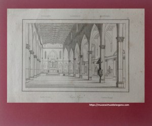 Órgano Onofrio Zeffirini , Basílica de Santa Croce, Florencia, Toscana. Italia. Lemaître Direxit. "Santa Croce, Florence." Grabado al acero. En: Artaud de Montor, Alexis-François; Gigault de La Salle, Achille Étienne. L'Univers: Italie / Sicile. París: Firmin Didot frères, 1835.