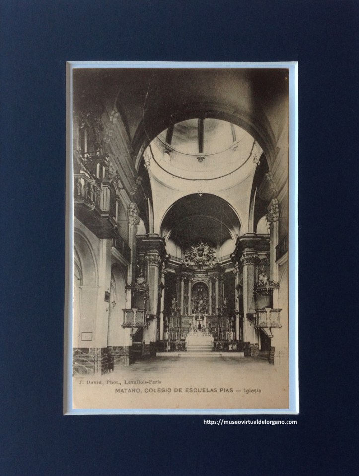 Órgano Josep Pujol, iglesia de Santa Ana, Escuelas pías, Mataró. Barcelona. J. David. Phot, Levallois-Paris, ca. 1910