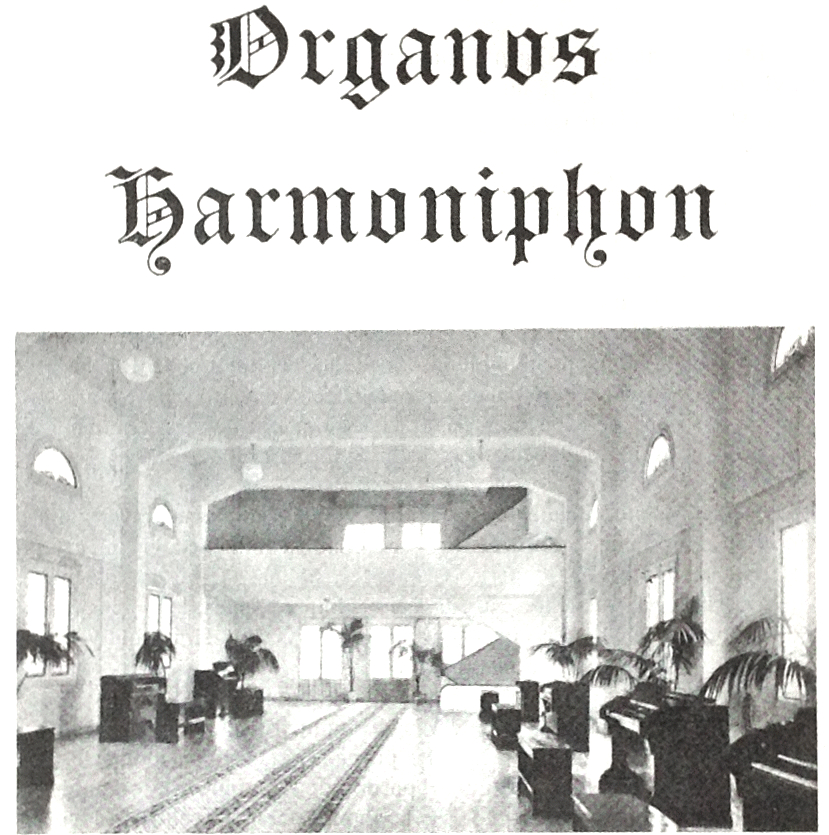 Sala Exposición de Órganos Harmoniphon [detalle]. Órganos Harmoniphon. Relación de algunas instalaciones. San Sebastián: Casa Múgica; Escelicer, S.A., ca. 1958.