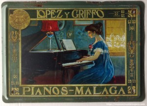 Placa López y Griffo, Pianos - Málaga, ca. 1920