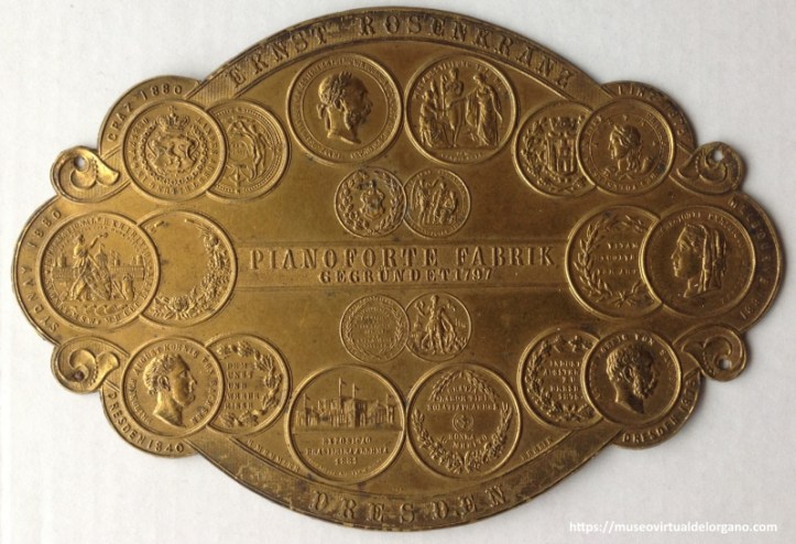 Placa Pianoforte Fabrik Ernst Rosenkranz, Dresde. Alemania, ca. 1890