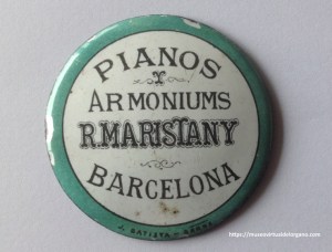 Placa Pianos y Armoniums R. Maristany, Barcelona. J. Batista, Barna. ca. 1895 – 1910