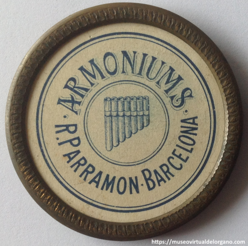 Placa Armoniums R. Parramón, Barcelona, ca. 1897 – 1910