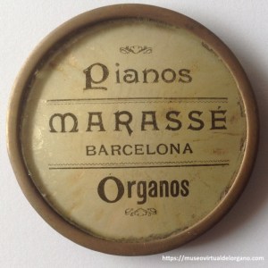 Placa Pianos - Órganos Marassé, Barcelona, ca. 1896-1912