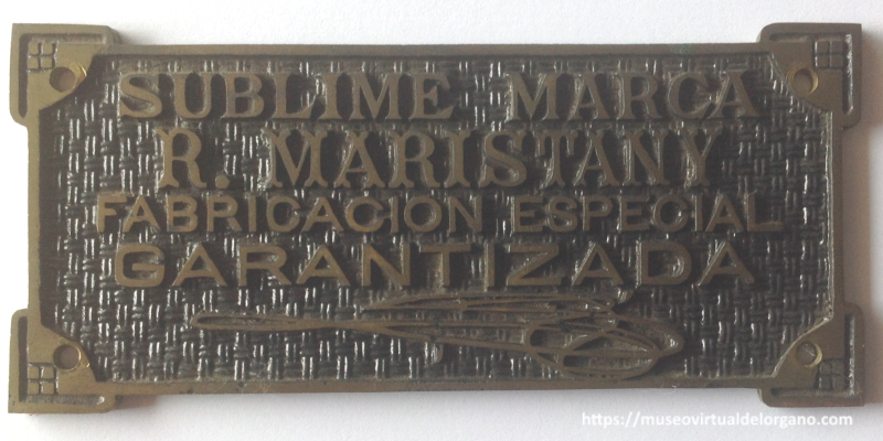 Placa sublime marca R. Maristany. Fabricación especial garantizada, ca. 1920