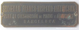Sociedad Franco-Hispano-Americana para la construcción de pianos y armoniums, Barcelona, ca. 1904