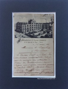 Carta comercial de la Manufacture d'Orgues Gasparini (17-19, rue de la Véga, París) dirigida a Armand Dorchin (Barcelona), fechada el 18 de mayo de 1910 y firmada por Gasparini.