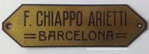 Placa F. Chiappo Arietti, Barcelona, ca. 1925–1955